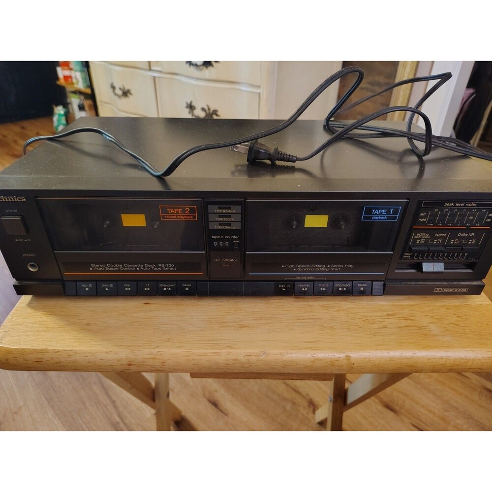 Technics RS-T20 Double Cassette Deck Auto Reverse Tape Select Black